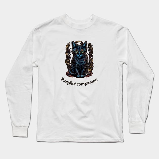 Purrfect companion, cat Long Sleeve T-Shirt by ElArrogante